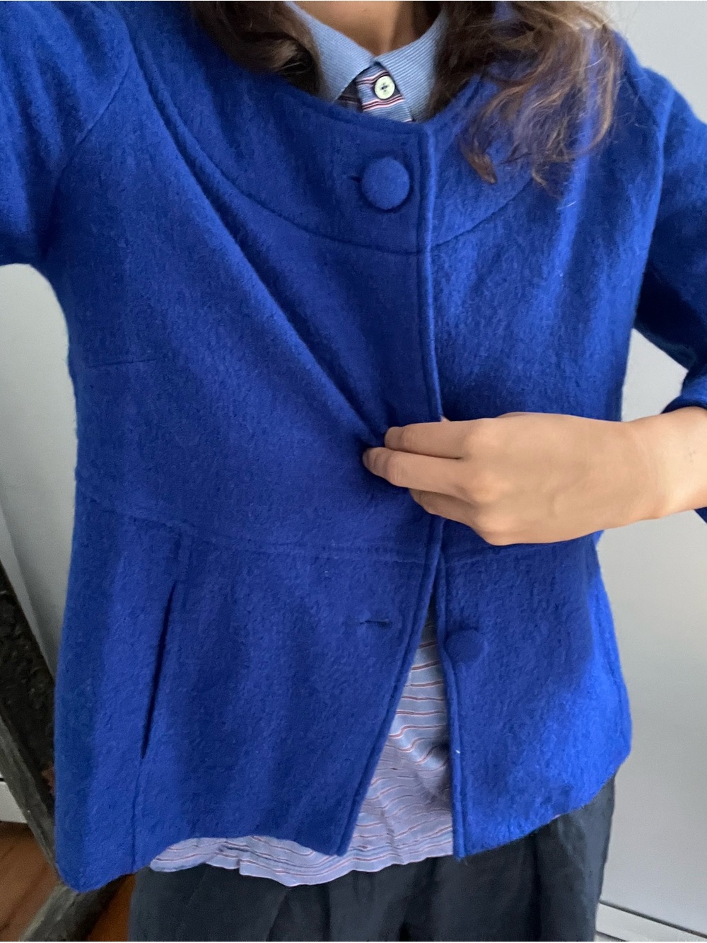 Harvé Benard Royal Blue Wool Button Jacket